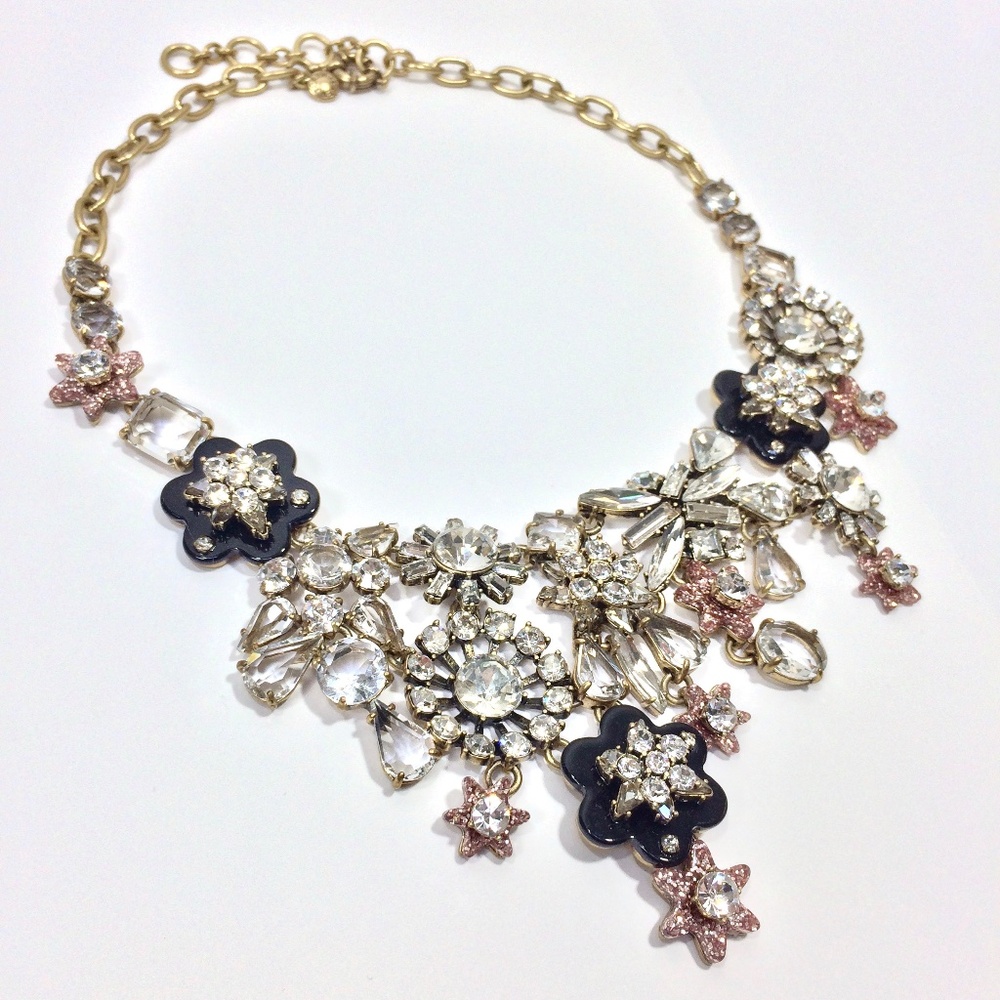 J.Crew Night Flower Crystal Statement Necklace